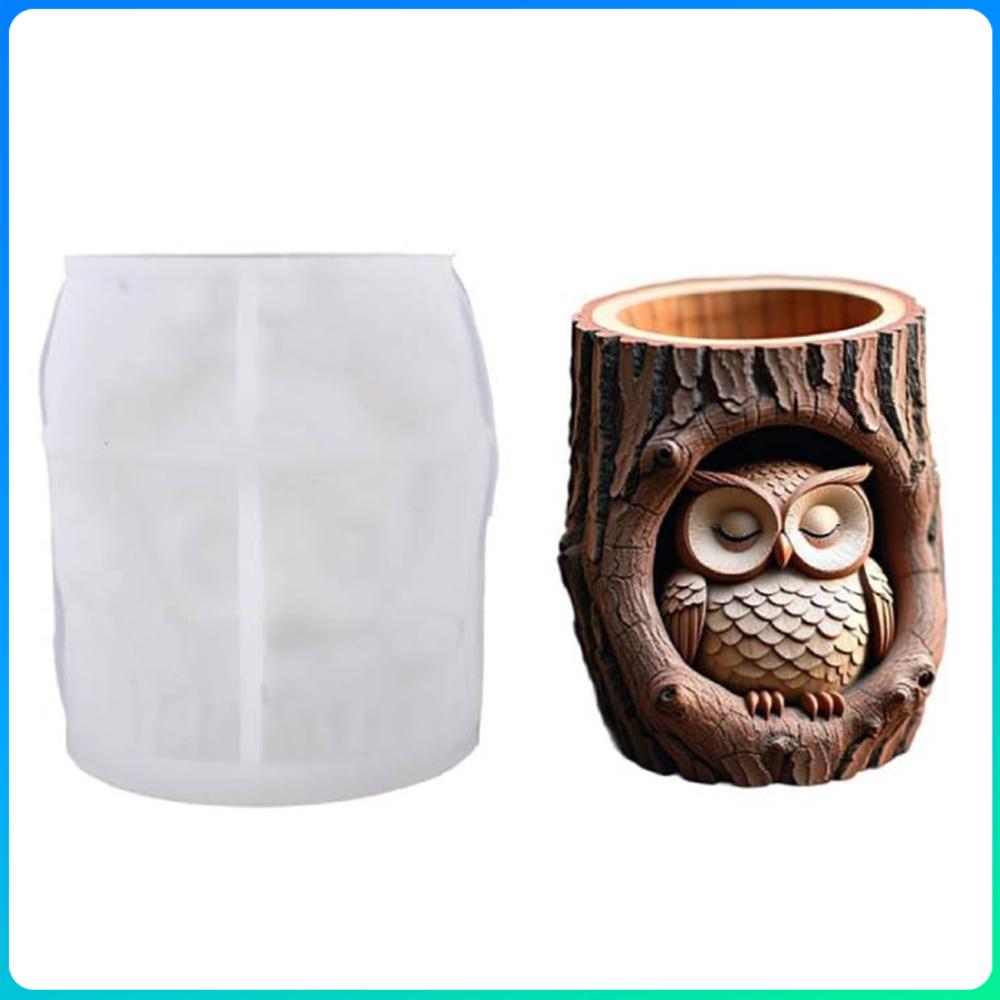 

Tree Stump Owl Silicone Mould Reusable 3D Animals Owl Flower Pot Moulds for Epoxy Resin Concrete Plaster Crafts Decoration China Mainland