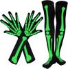 Geisterfest Skelett Kostüm Zubehör Skelett-Print Kniehohe Socken Und Lange Handschuhe Leuchtendes Muster Halloween Set