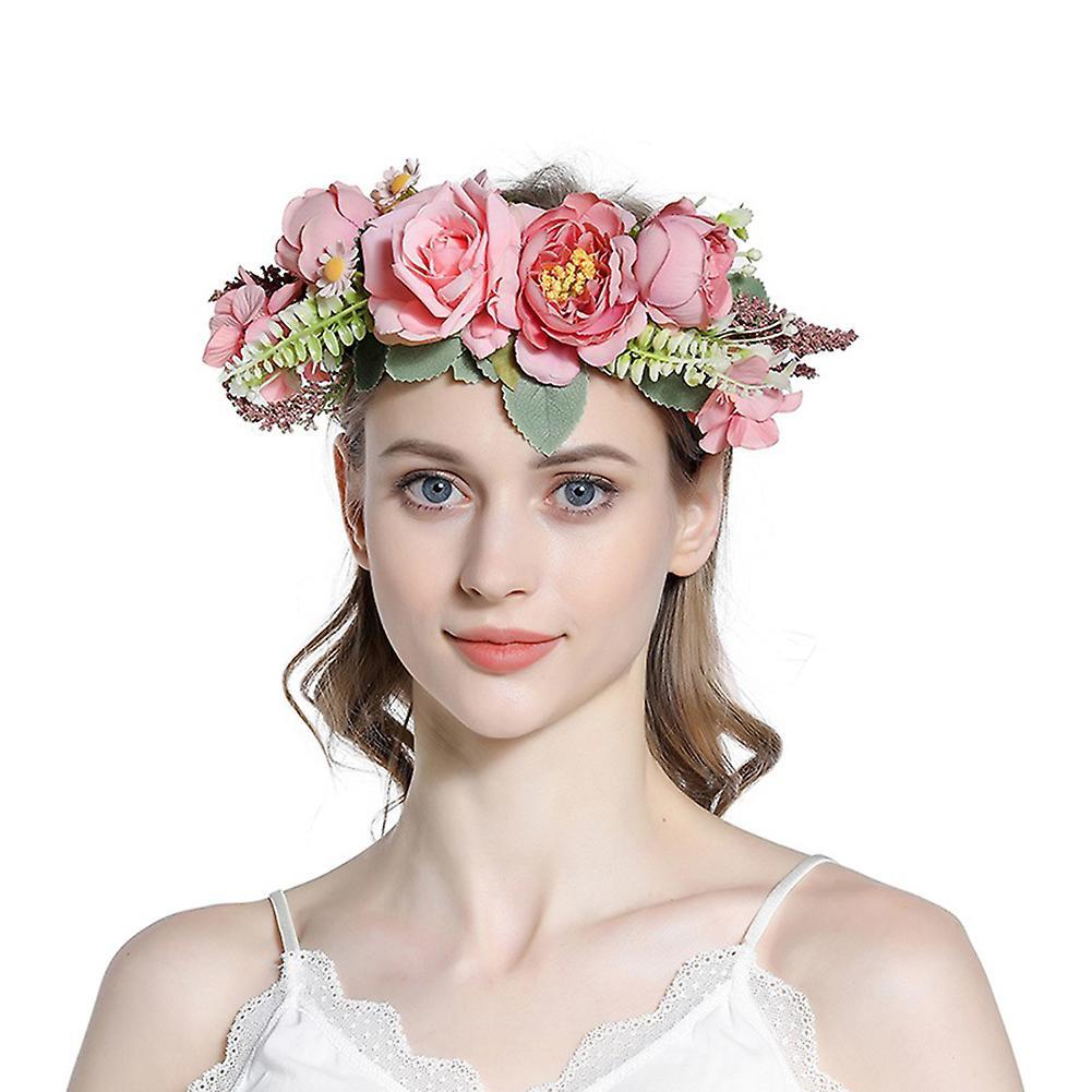 Handmade Faux Fabric Flower Garland Adjustable  Flower Garland  Hair Band