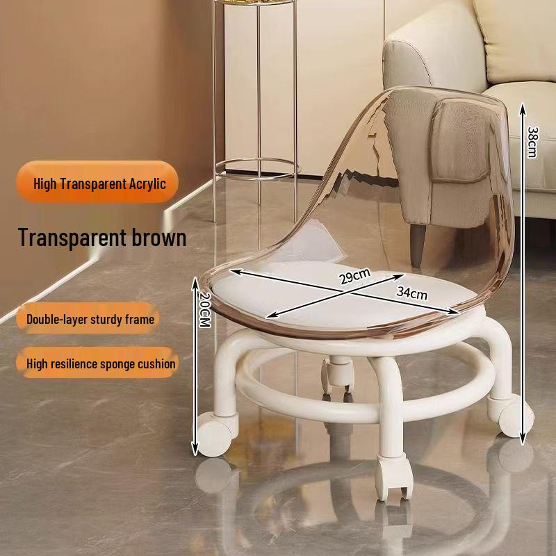 Clear Toddler Stool with Wheels: Roller Low Acrylic Chair for Home Use
