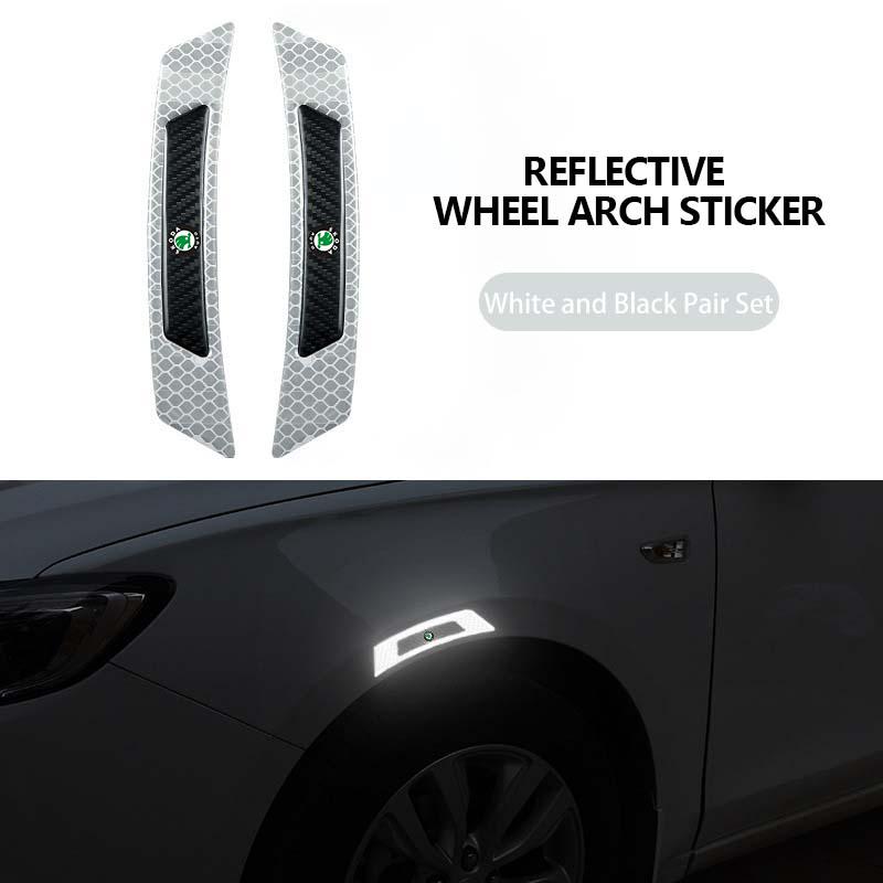 AAFM1 For Skoda Car Wheel Eyebrows Reflector Sticker Strip Safety Warning Reflective Accessories Fabia Kamiq Superb Scala Enyaq-iV MK3