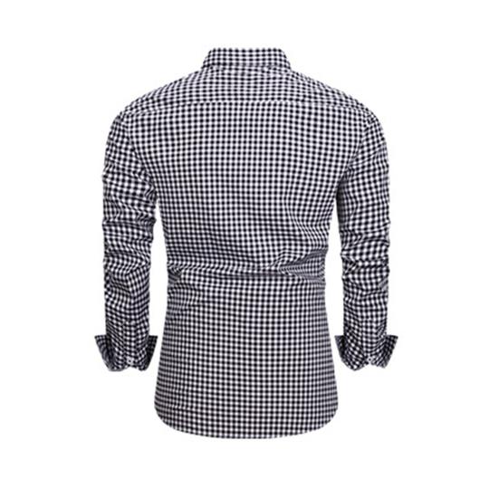 Heren Geruite Button-Down Shirt Lange Mouw Kraag Formeel Shirt Slim Fit Casual Shirt voor Kantoor Prom Feest Date