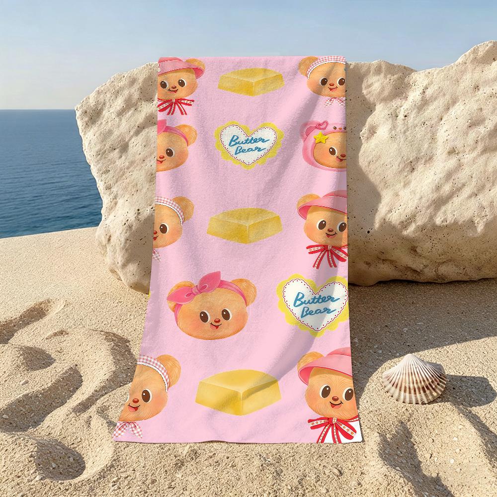 Cute Cartoon B-Butterbear Beach Towel For Beaches Yoga Studios Gyms Hot Springs Swimming Pools And Picnics