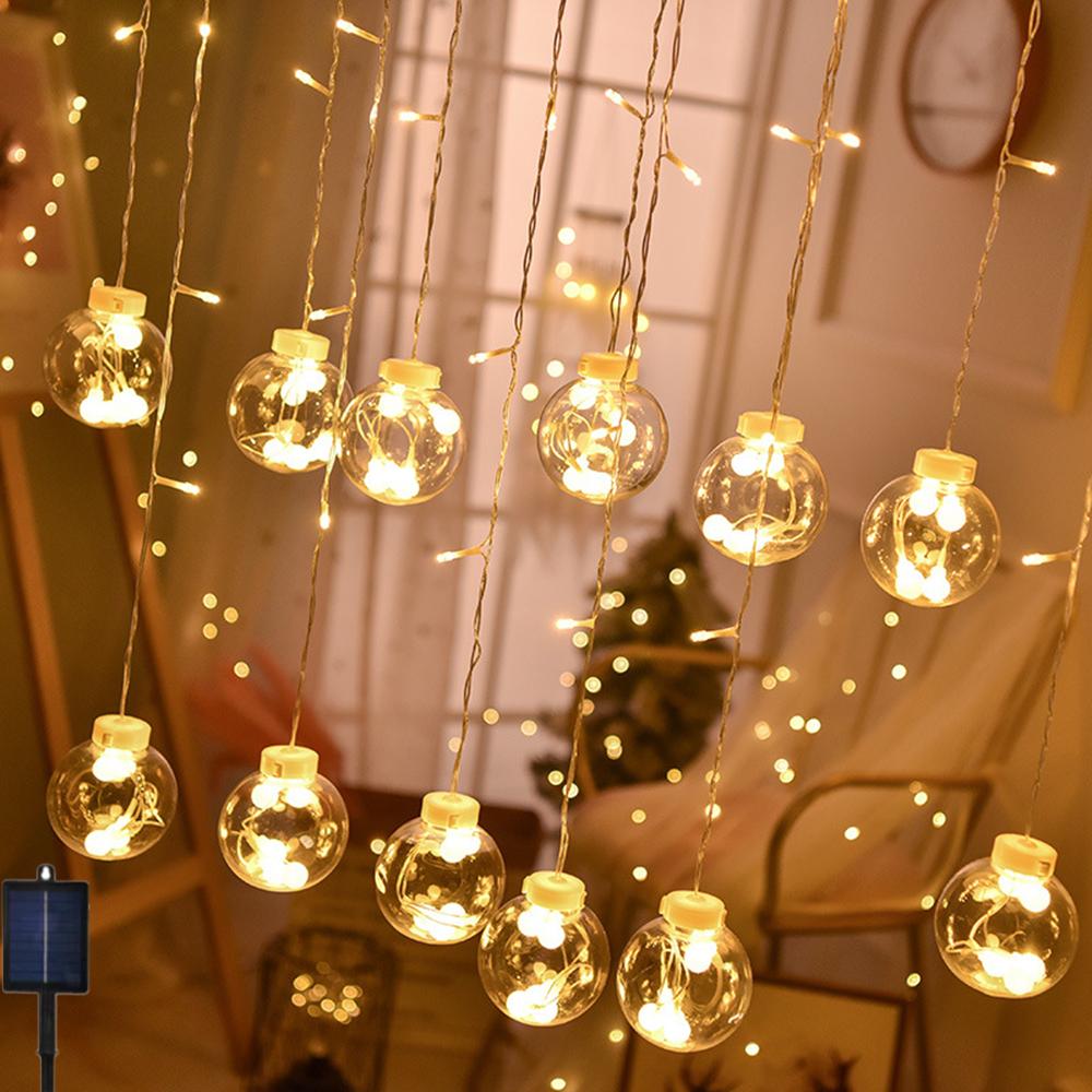 

Solar Garden String Light, LED Solar Wishing Ball Curtain String Lights Copper Wire Outdoor Lamps New Year Christmas Party Decor теплый белый