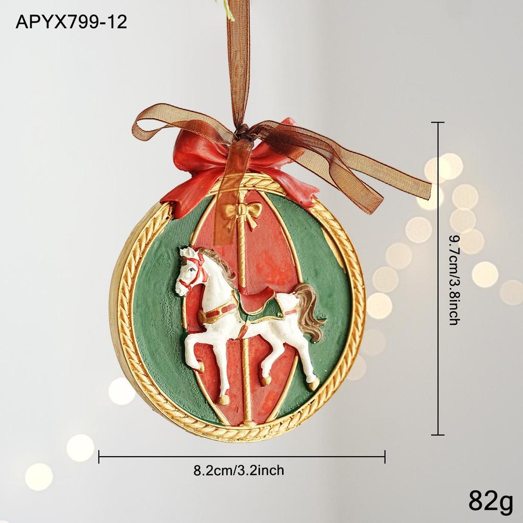 Colorful Retro 3D Resin Bell Pendant for Christmas Tree Decoration