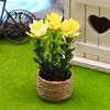 Office Desktop Decorations Mini Artificial Plants with Vase, Small Fake In Handwoven Seagrass Indoor Greenery Baskets, Realistic Faux Floral