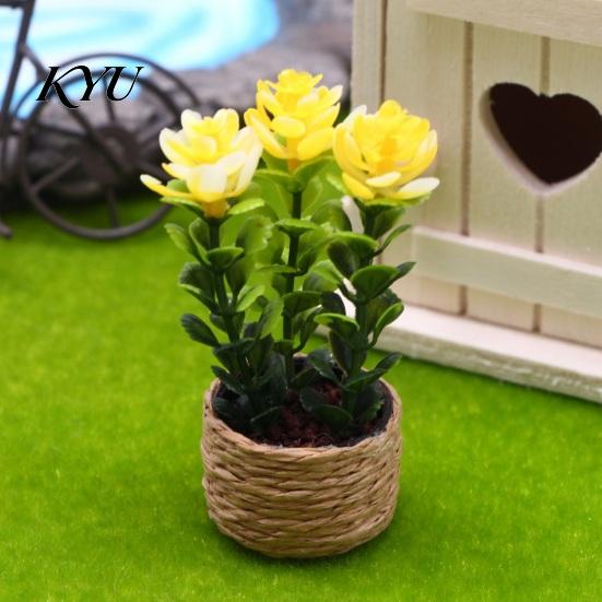 Office Desktop Decorations Mini Artificial Plants with Vase, Small Fake In Handwoven Seagrass Indoor Greenery Baskets, Realistic Faux Floral