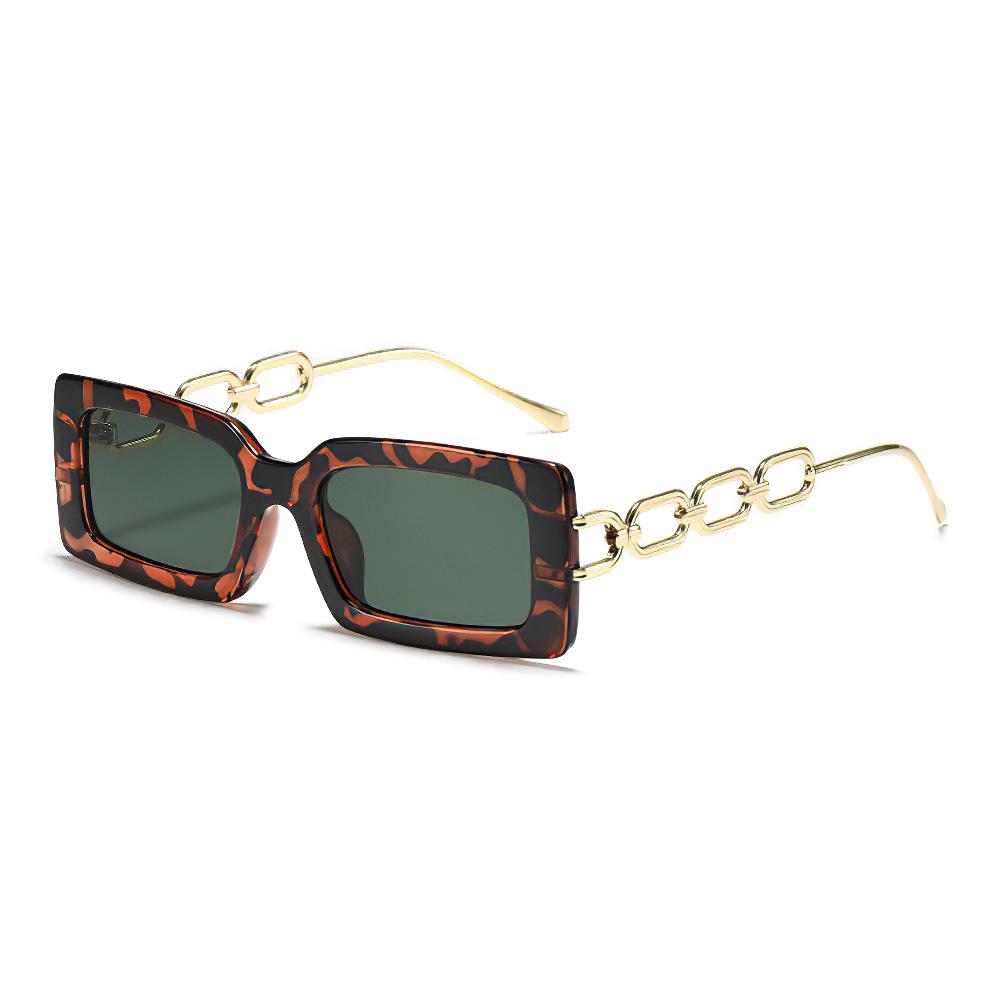 

Vintage Sunglasses for Women Stylish Metal Chain Decoration Square Glasses Dark Lenses Modern Style Sunglasses Women