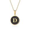 English letter oiled necklace, European and American trend titanium steel chain, round gold letter pendant collarbone chain