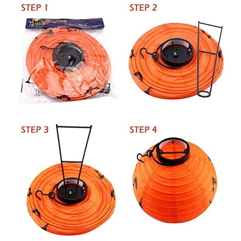 Decoração de Halloween LED Abóbora de Papel Lanterna Pendurada Luz Lâmpada Casa Lanterna de Terror Suprimentos