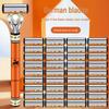 Six-Layer Manual Razor Set for Men with Stainless Steel Handle and Free Shipping