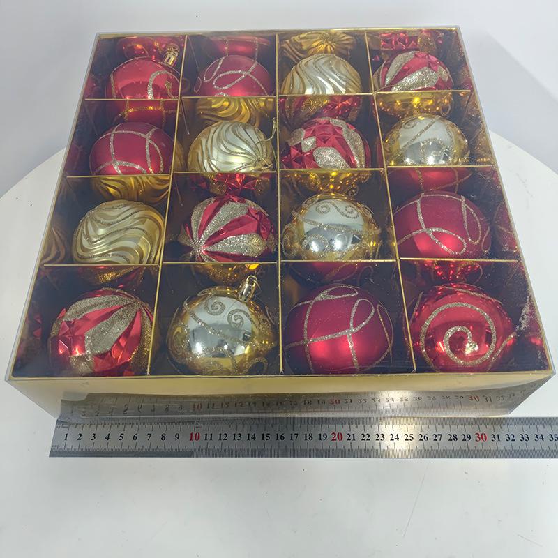 New 8cm Hand-Painted Christmas Ornaments Set - 16 Plated Plastic Balls