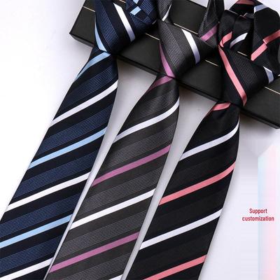 Hochwertige Herren-Seidenkrawatte, 8 cm breit, für Business und Hochzeitsanzug, mit diagonalen Streifen und Karomuster