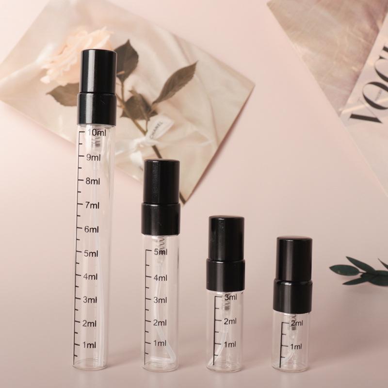 2/3/5/10ml High-End Portable Perfume Refillable Glass Bottle with Scale – Fine Mist, Transparent Sample, Travel-Friendly, Empty.