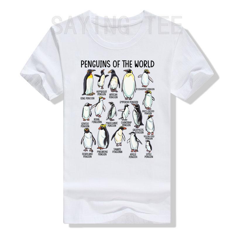 Penguins of The World Zookeeper Sea Animal Penguin Lovers T-Shirt Types of Penguins Graphic Tee Tops Marine Biologists Clothes