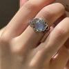 Hollow Moon Stone Rings for Women Y2K Flower Bud Open Ring Vintage Jewelry