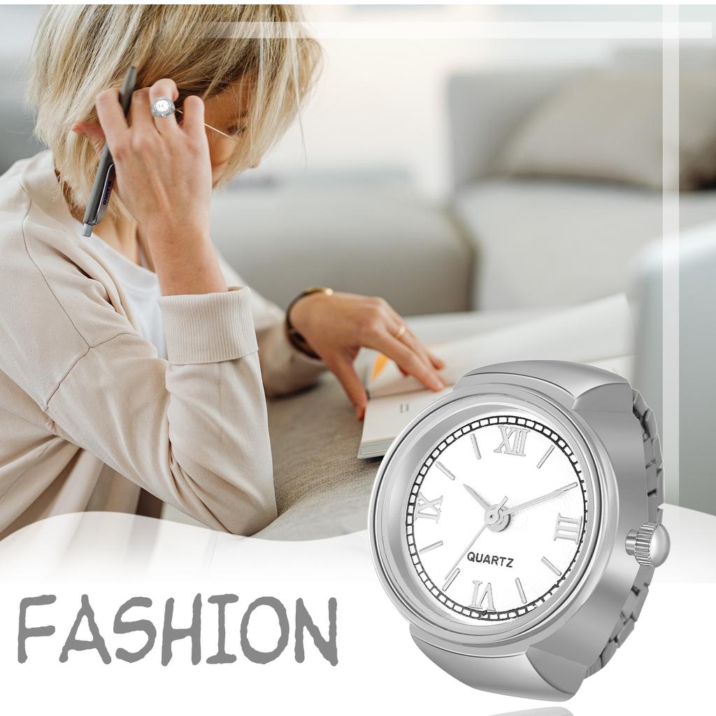 Novelty Finger Ring Watch Elastic Band Roman Numberals Quartz Watches Men Women