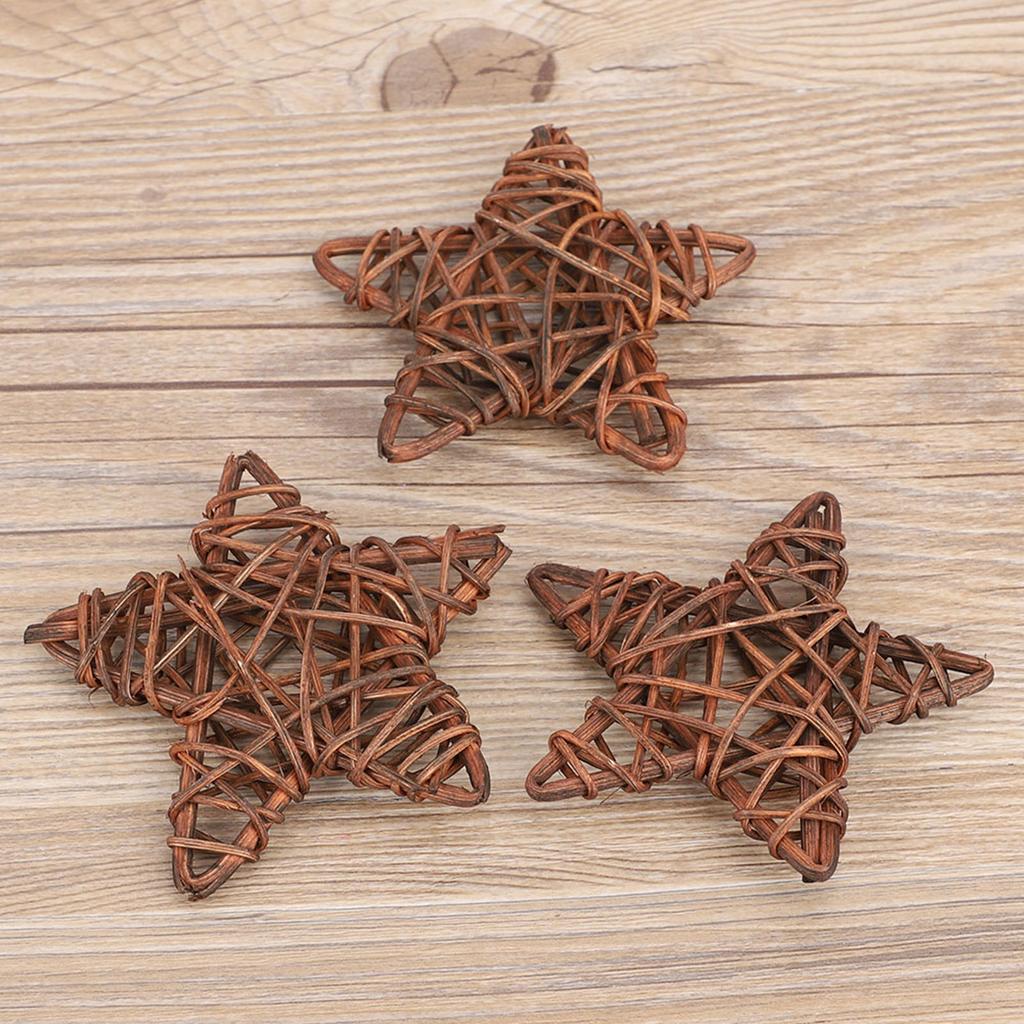 6Pcs DIY Crafts Natural Rattan Stars for Wedding Party Christmas Decoration(Coffee)