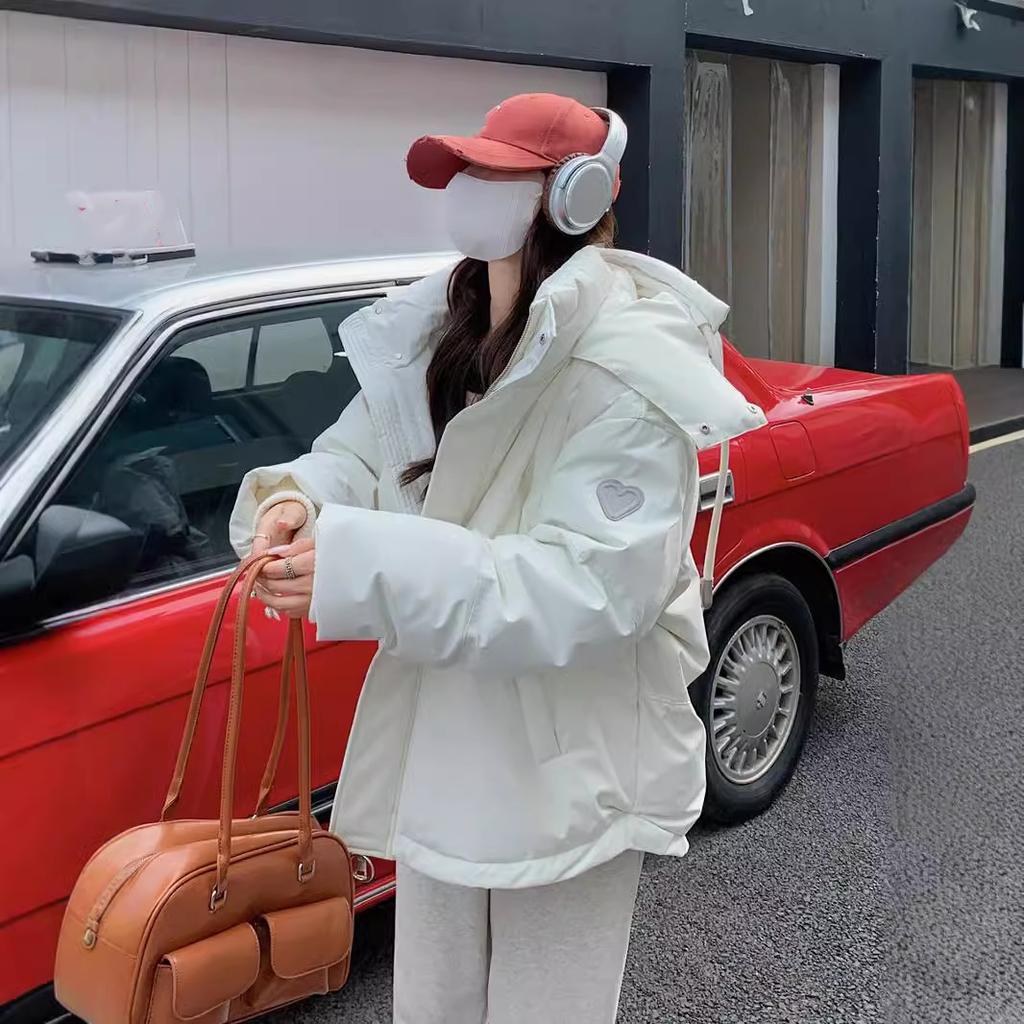 Winter Korean Version of The Gray Love Short Down Cotton-padded Jacket Student Large Size Cotton-padded Jacket Women's Bread Jacket