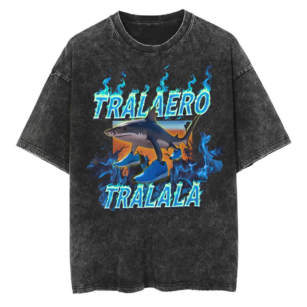 

Yk Tshirt Men New in Top Tees Mens TShirt Vintage Washed Bombardiro Crocodilo T Shirt Funny Plane Bomber Crocodile Meme L