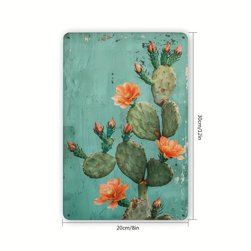 D Flat Vintage Cactus Design Iron Metal Tin Sign IndoorOutdoor Wall Art for Home Office Bar Cafe Library Garage Decor