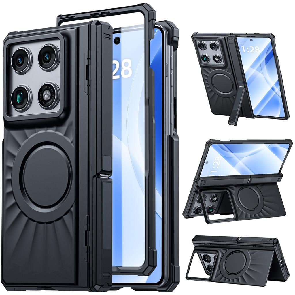 Motorola Razr Fold Rugged Case with Camera Protection Hinge Cover and Tempered Glass Screen Protector-Titanium