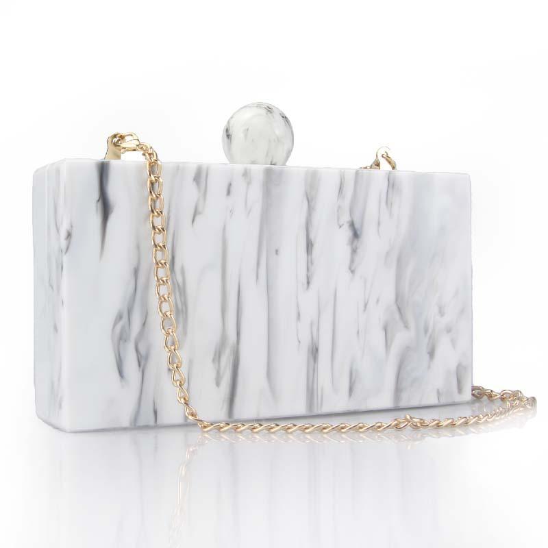Acrylic Handbags Clutch Evening Bag Female Wedding Party Luxury Brand Designer Marble Square Shoulder Crossbody Women's Bags
