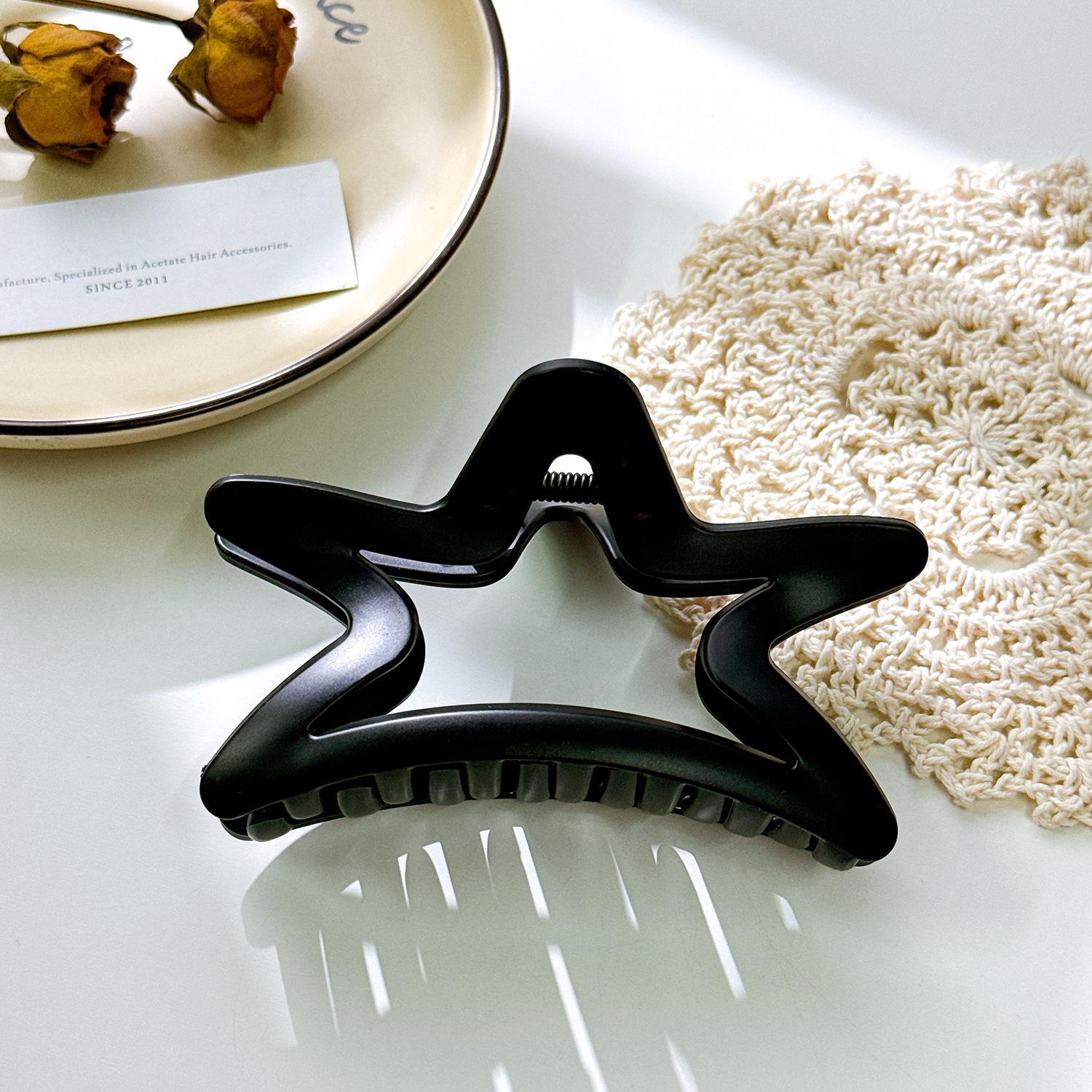 

Large Retro Star Design Hair Clip For Women Unique Tortoiseshell Accessory Hair чёрный