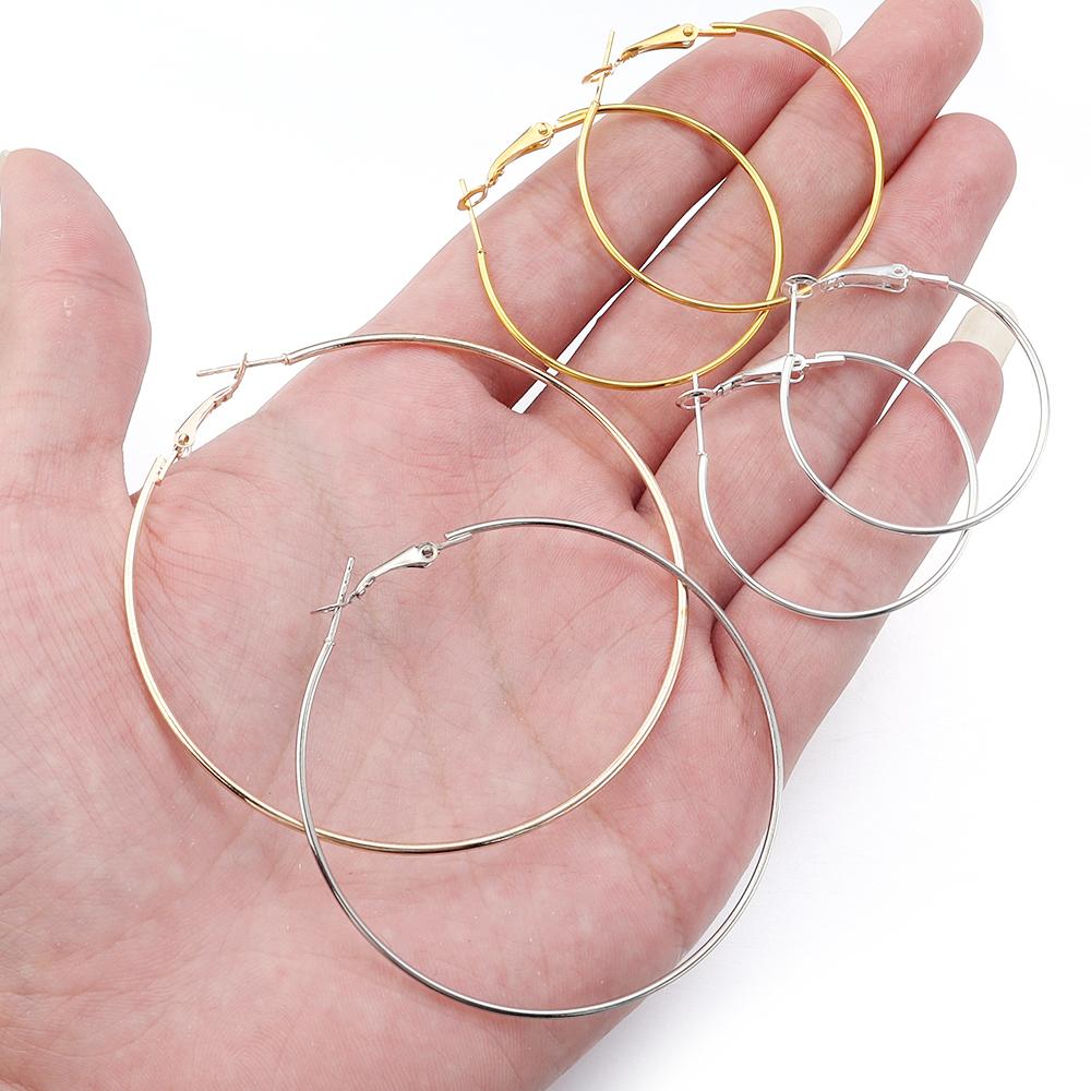 SAUVOO 3 Pairs/Set Metal Hoop Earrings Set 20/30/40mm Big Round Circle Earrings For Women Gold Silver Plated Fashion Jewelry