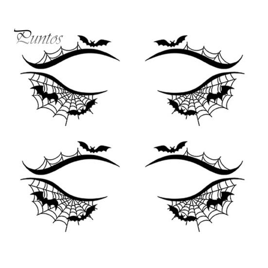Cosmetic Transfers for Adults 2 Pairs Halloween Eye Tattoo Stickers, Waterproof Temporary Face Decals with Ghostly Decorations Pumpkin Bat Spider Web,