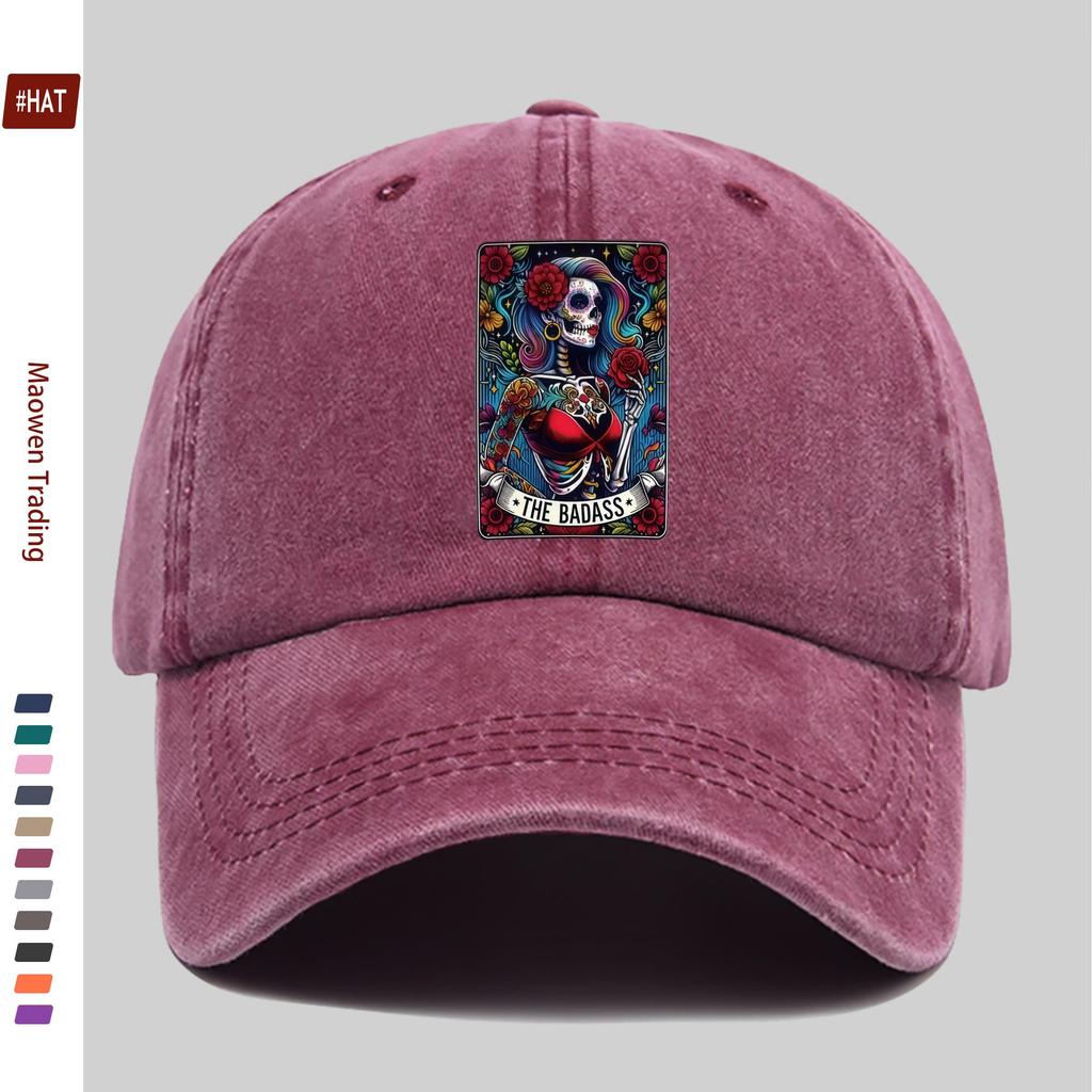 Pc Rose Skull Pattern Print Baseball Cap with Floral Print Design Decorative Hat Comfortable and Lightweight Headwear Adjust