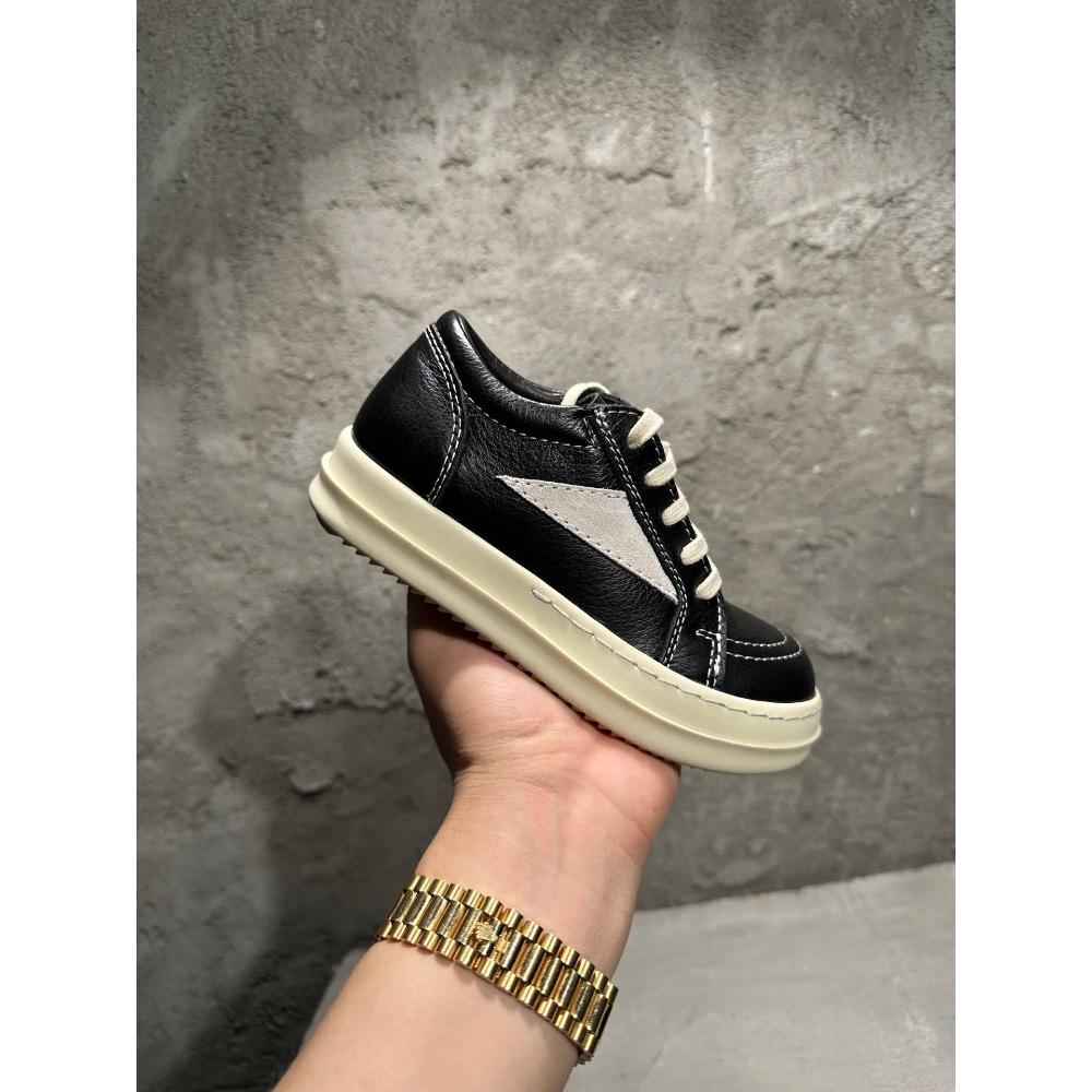 Kids Sneakers Girls Boys Leather Children Shoes Luxury Lace Up Casual Spring Streetwear Black White Boots