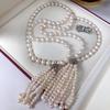 Elegant Light Luxury Natural Pearl Tassel Necklace for Women - Versatile White Sweater Chain, Autumn/Winter New Arrival