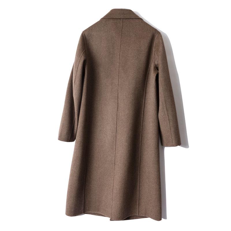 Men's Mid-Length Double-Faced Wool Cashmere Overcoat with Suit Collar
