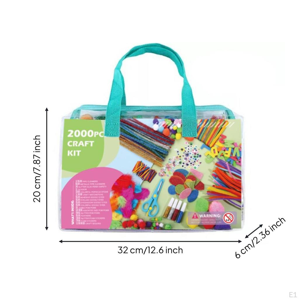 Creative DIY Craft Materials Kit | Bright Assorted Colors, with Carrying Bag, for Home