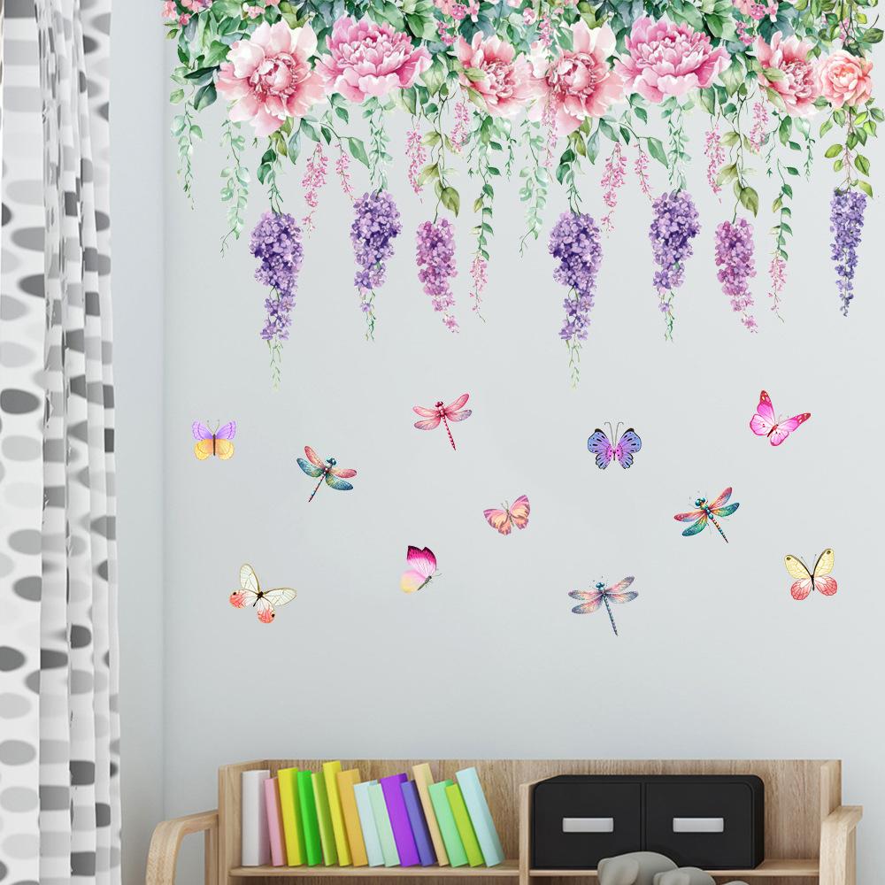 Flower Plants Wall Stickers Home Decoration Bedroom Adhesive Decals Wallpaper