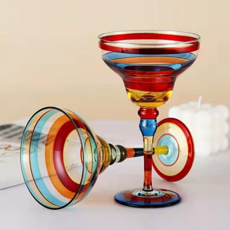 Elegant Margarita Glass Cup Intricate Hand Painted Pattern Colorful Mexicans Cocktail Drinkware For Party Decoration