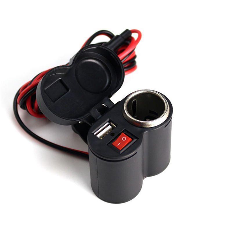 Waterproof USB Motorcycle Handlebar Charger with Lighter Adapter Power Supply Socket for Phone Mobile Motorbike Accessories