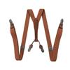 Unisex 2.5cm Elastic Leather Suspenders with 4 Clips