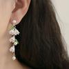 Orecchini Pendenti Tulipano Bianco Foglie Verdi per Donna Lucentezza Perlacea Forma a Fiore Nappa Lunga Orecchini alla Moda Y2K Francese Romantico
