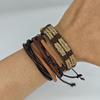 Minimalist Handmade Hemp Rope and Leather Bracelet Set: Unisex Retro Star Design