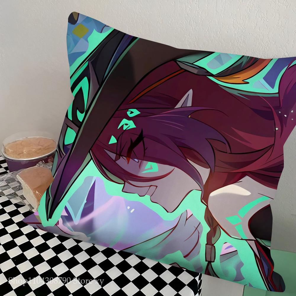 Game Genshin Impact Chasca Pillow Case Square Pillow Bedroom Sofa Leisure Comfort Cushion Car Living Room Home Decoration