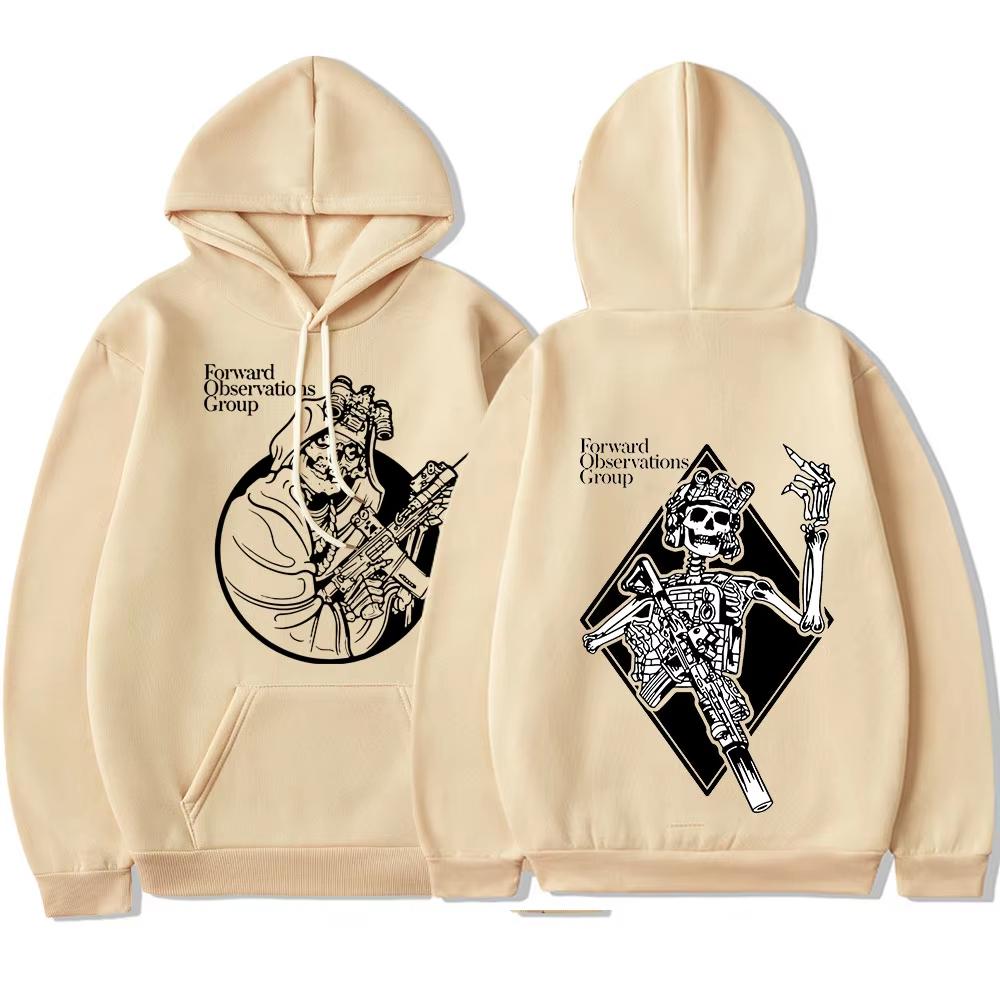 Punk Skeleton Forward Observations Group Graphic Print Hoodies Men Women Streetwear Harajuku Y2K Fashion Gothic Style Sweatshirt Oversized Pullover