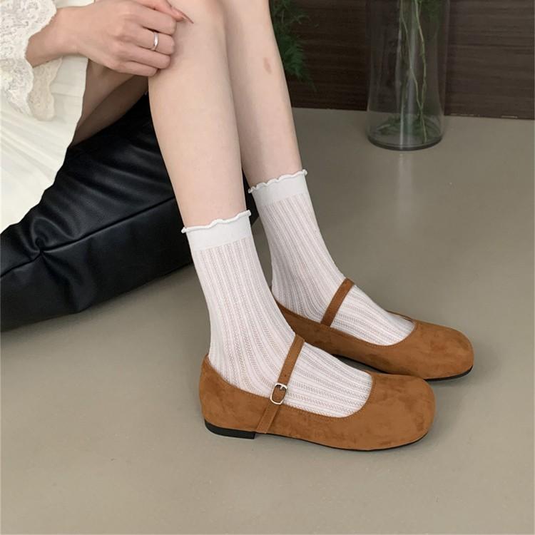 French Retro Mary Jane Shoes 2025 Autumn New One-word Commuter Shoes with Shallow Mouth Flat Beanie Shoes