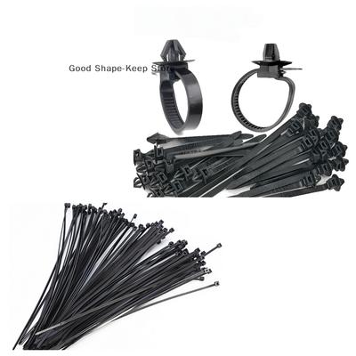 10/20/100PCS Car Nylon Black Cable Ties Push Mount Wire Harness Fastener Cable Clamp Clips Ties Management Car Wire Organizers
