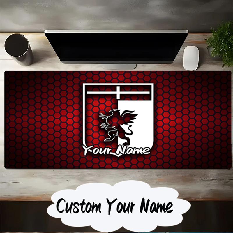 Custom Name Mouse Pad Lion Shield Genoa Mouse Pad, Gaming Mouse Pad, Keyboard Pad, Desk Decor for Computer Notebook Fan Birthday Gift