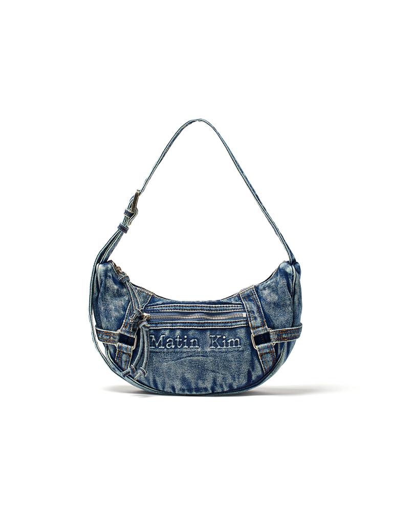 Matin Kim Matin Washed Denim Mini Hobo Bag In Blue
