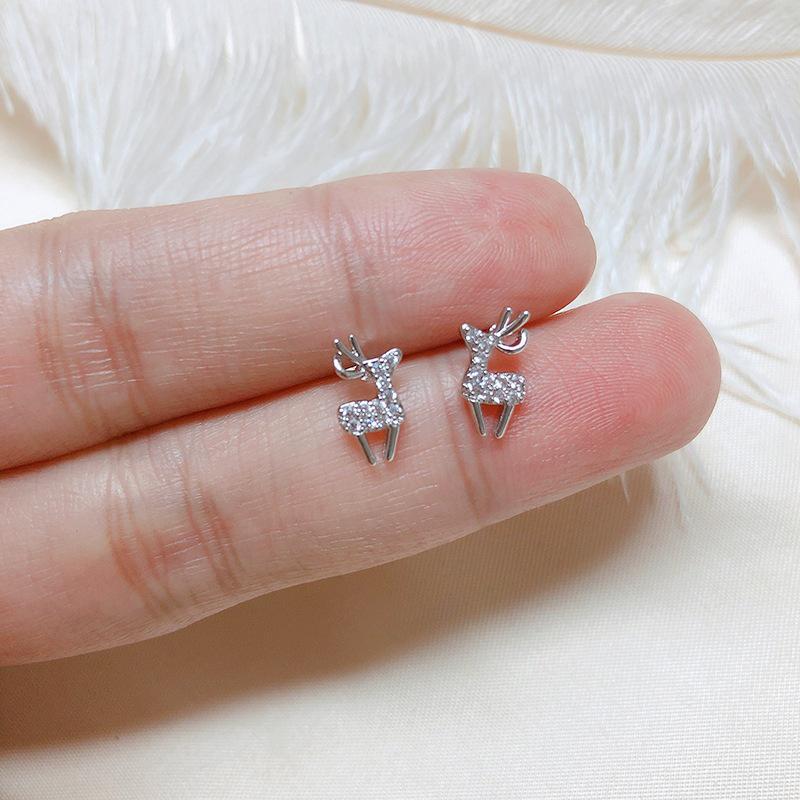 14K Gold-Plated Elk Stud Earrings In S925 Sterling Silver