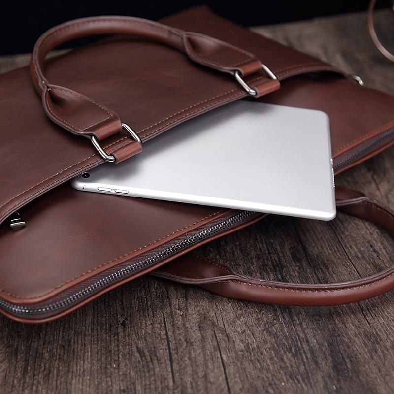 Pánská ležérní móda kožená aktovka Crazy Horse Retro Business 15,6palcová taška na notebook taška přes rameno