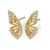 S925 Sterling Silver Zircon Butterfly Stud Earrings, European & American Style, Niche High-End Fashion Jewelry